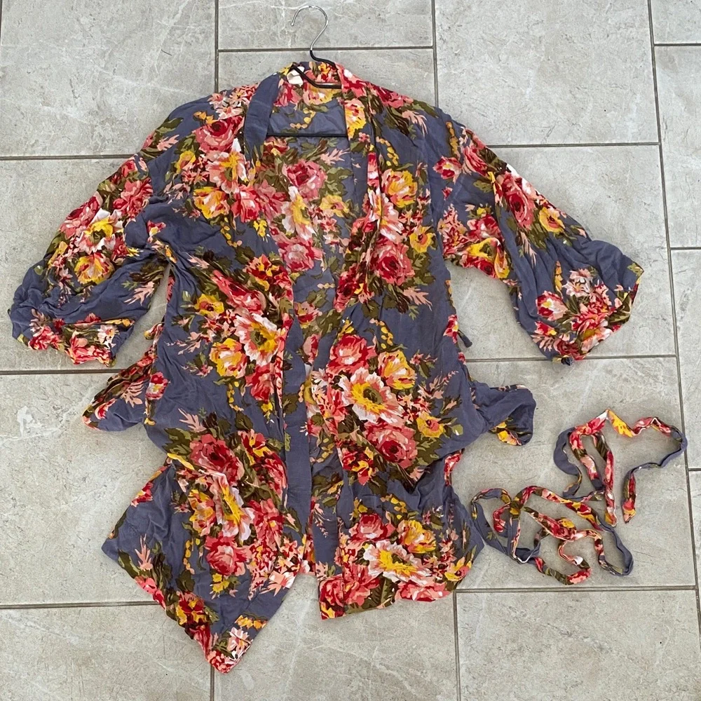 Handmade With Love Colorful Floral Robe Pockets - Picture 3 of 8